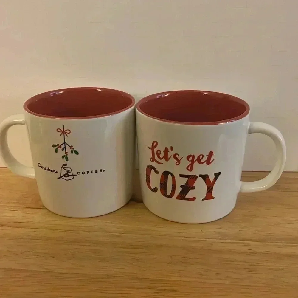 Caribou Coffee Lets Get Cozy Holiday Mug‎ Set 12oz